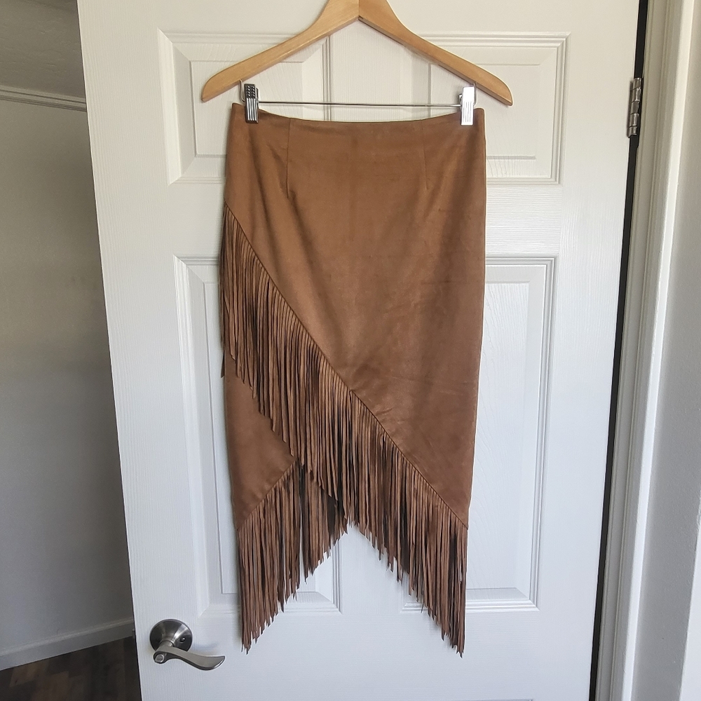 Suede tassel skirt